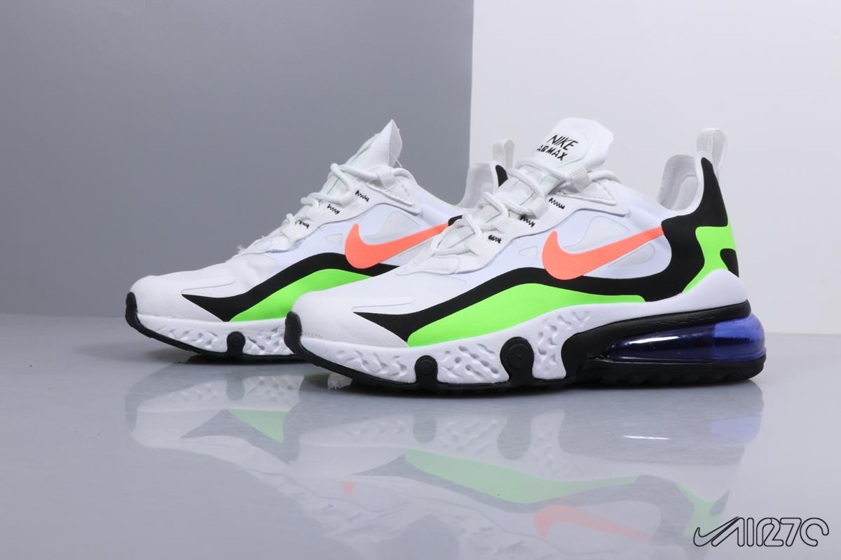 Nike Air Max 270, белый с зеленым, нейлон, мужские, женские