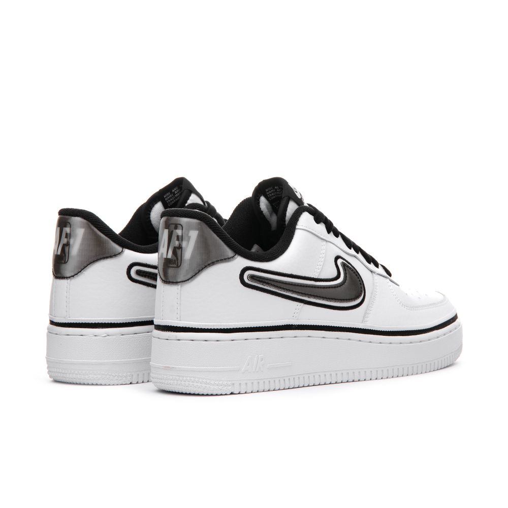 Nike Air Force 1 '07 LV8 Sport NBA White/Black, белые с черным, кожа, мужские