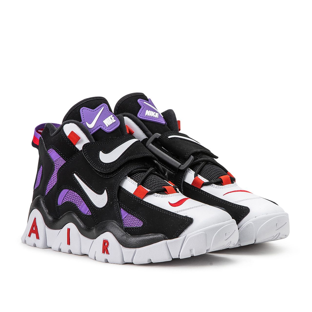 Nike Air Barrage Mid QS, черный, белый, фиолетовый, нубук, кожа, мужские
